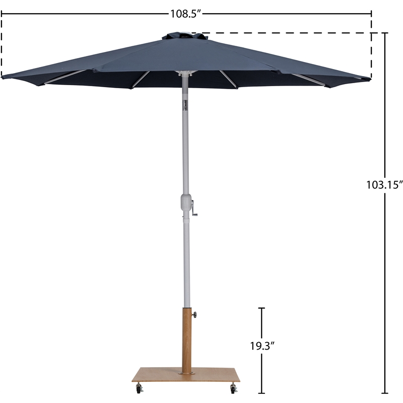 Meridian Furniture Fiji Grey Polyester Patio Umbrella with Base Set