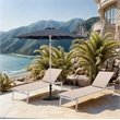 Meridian Furniture Fiji Grey Polyester Patio Umbrella with Base Set