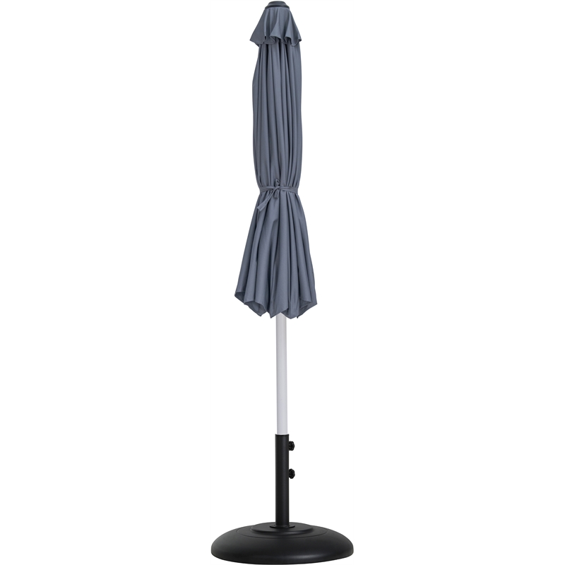 Meridian Furniture Fiji Grey Polyester Patio Umbrella with Base Set