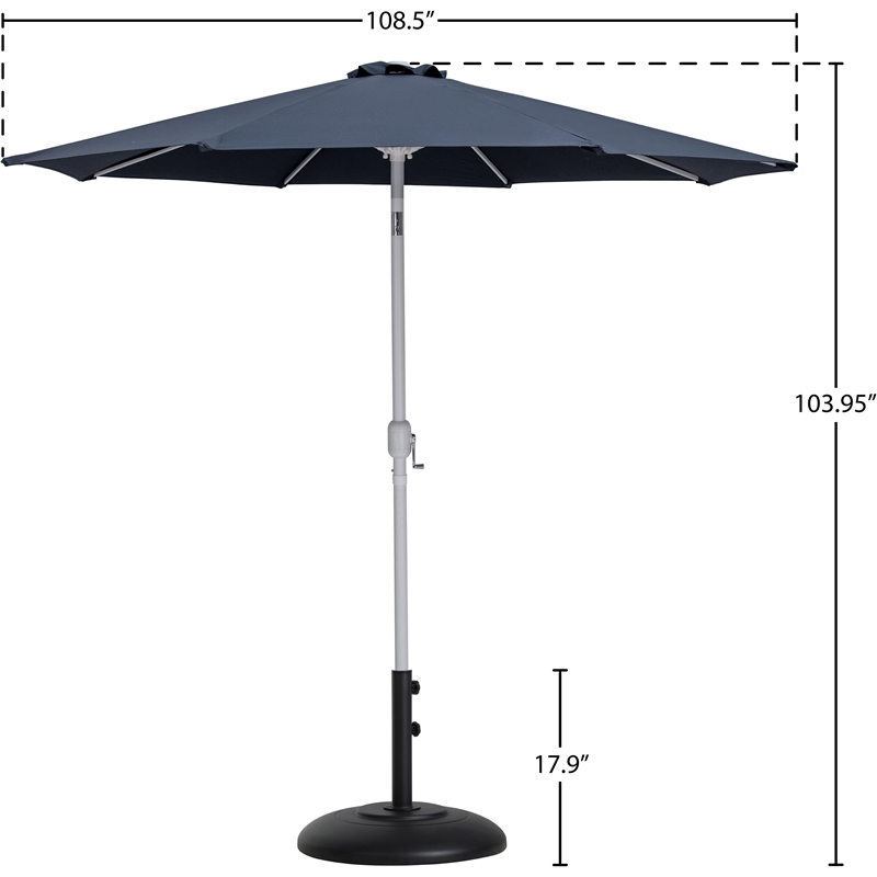 Meridian Furniture Fiji Grey Polyester Patio Umbrella with Base Set
