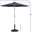 Meridian Furniture Fiji Grey Polyester Patio Umbrella with Base Set