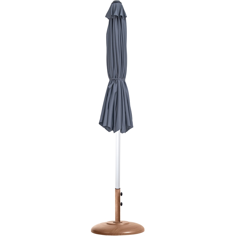 Meridian Furniture Fiji Grey Polyester Patio Umbrella with Base Set