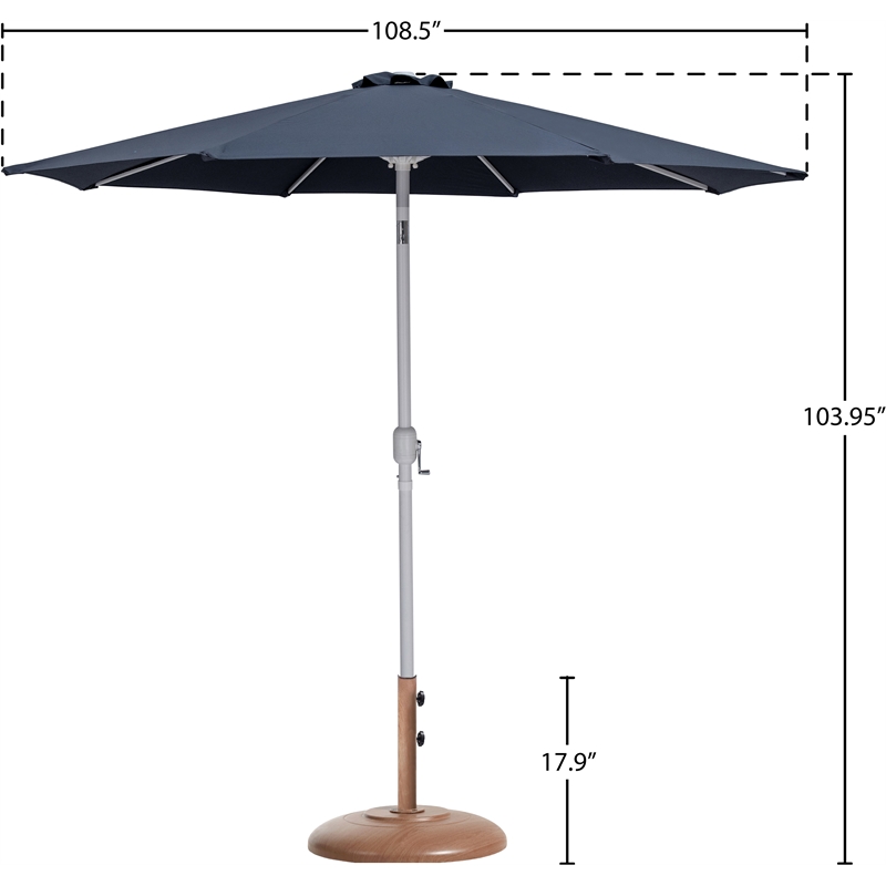 Meridian Furniture Fiji Grey Polyester Patio Umbrella with Base Set
