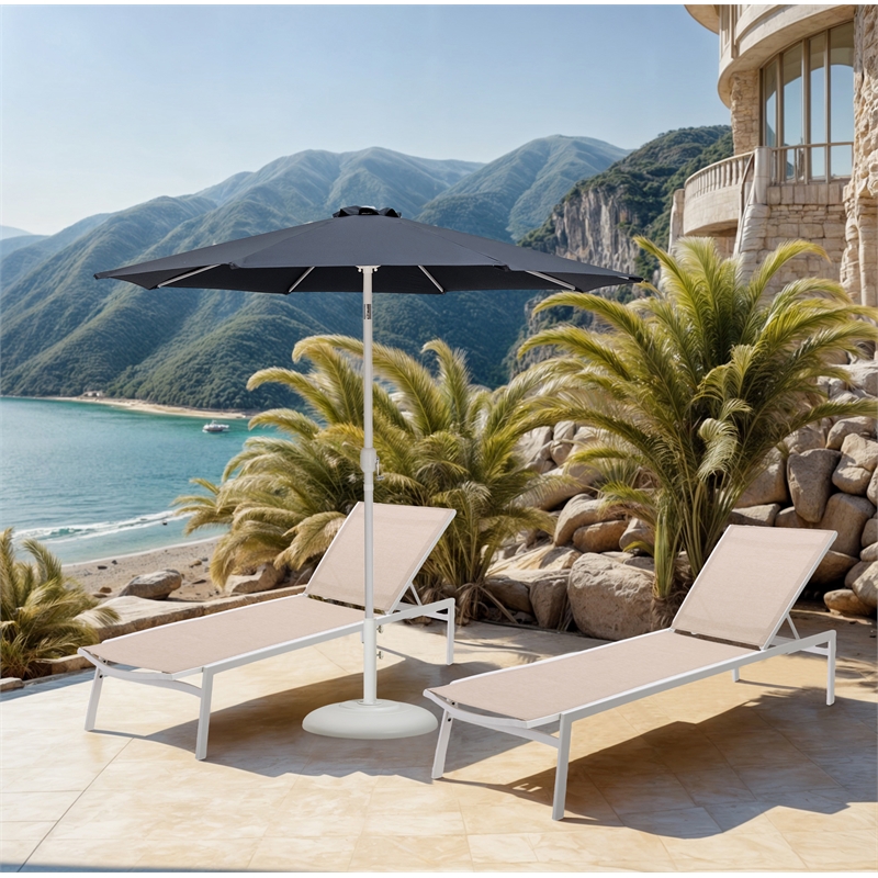 Meridian Furniture Fiji Grey Polyester Patio Umbrella with Base Set