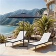 Meridian Furniture Fiji Grey Polyester Patio Umbrella with Base Set