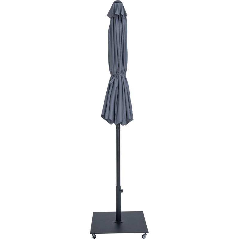 Meridian Furniture Fiji Grey Polyester Patio Umbrella with Base Set