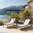 Meridian Furniture Fiji Grey Polyester Patio Umbrella with Base Set
