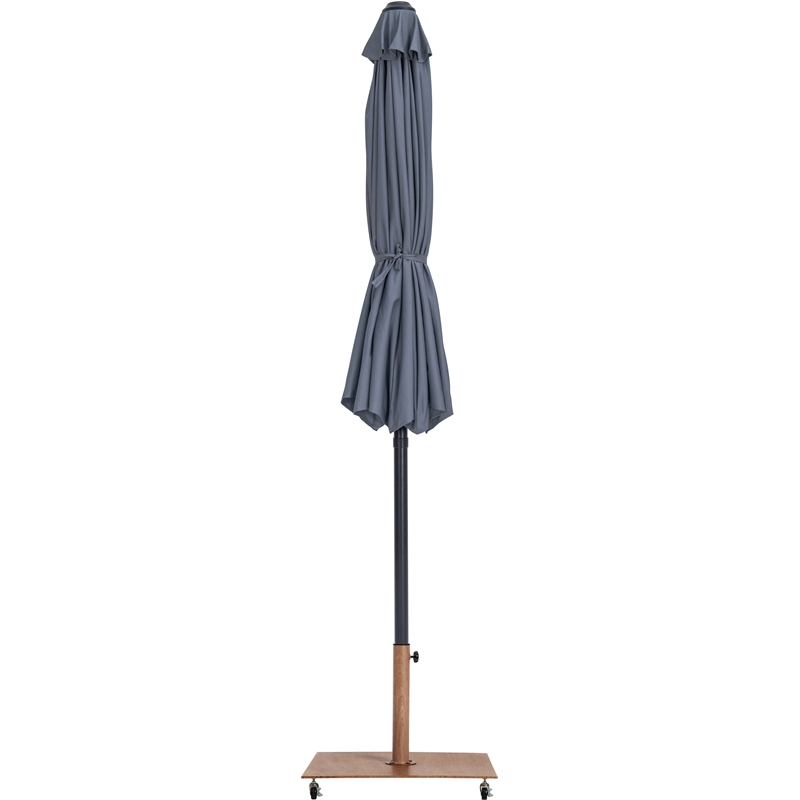 Meridian Furniture Fiji Grey Polyester Patio Umbrella with Base Set