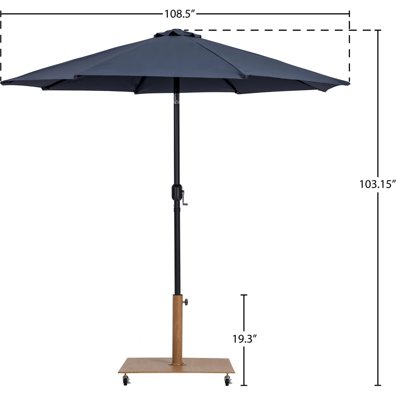 Meridian Furniture Fiji Grey Polyester Patio Umbrella with Base Set