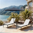Meridian Furniture Fiji Grey Polyester Patio Umbrella with Base Set