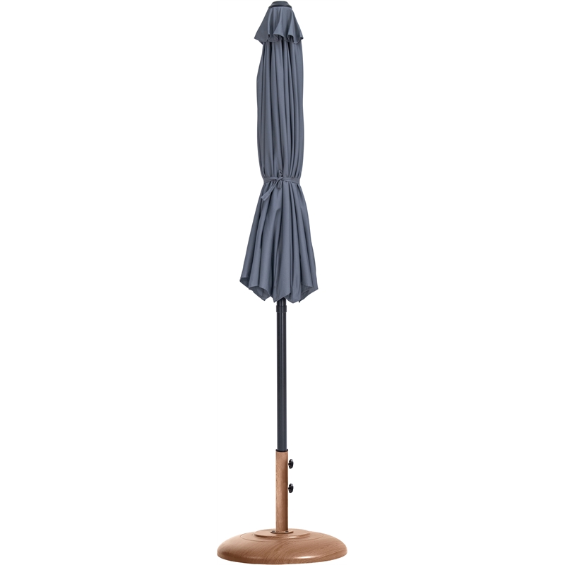 Meridian Furniture Fiji Grey Polyester Patio Umbrella with Base Set