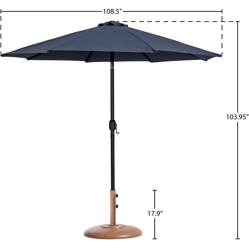 Meridian Furniture Fiji Grey Polyester Patio Umbrella with Base Set