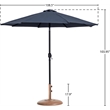Meridian Furniture Fiji Grey Polyester Patio Umbrella with Base Set
