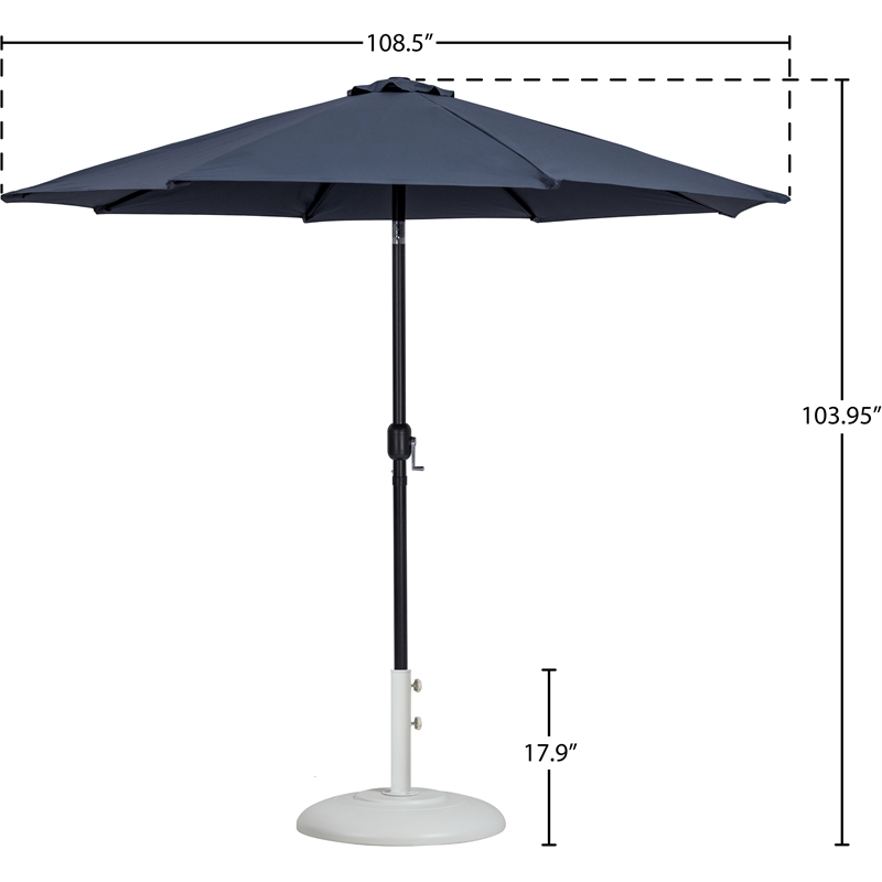 Meridian Furniture Fiji Grey Polyester Patio Umbrella with Base Set