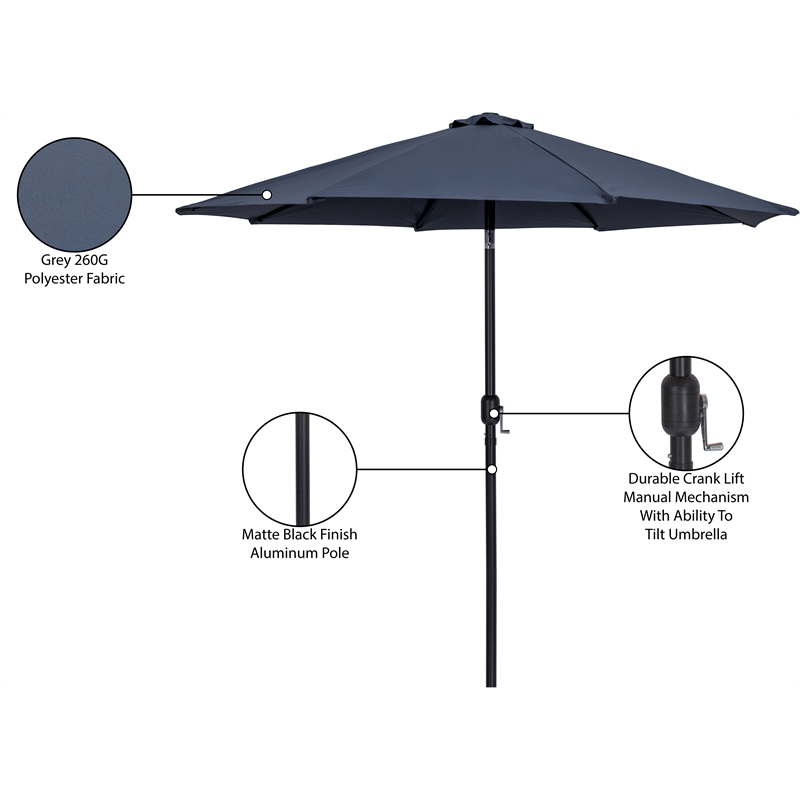 Meridian Furniture Fiji Grey Polyester Patio Umbrella