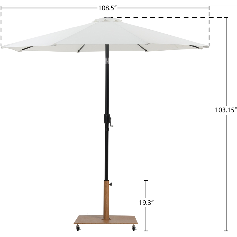 Meridian Furniture Fiji White Polyester Patio Umbrella with Base Set
