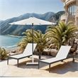 Meridian Furniture Fiji White Polyester Patio Umbrella with Base Set