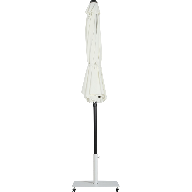 Meridian Furniture Fiji White Polyester Patio Umbrella with Base Set