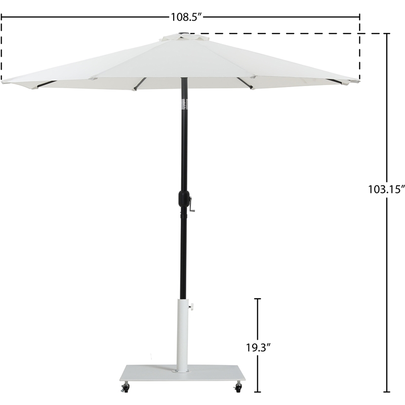 Meridian Furniture Fiji White Polyester Patio Umbrella with Base Set
