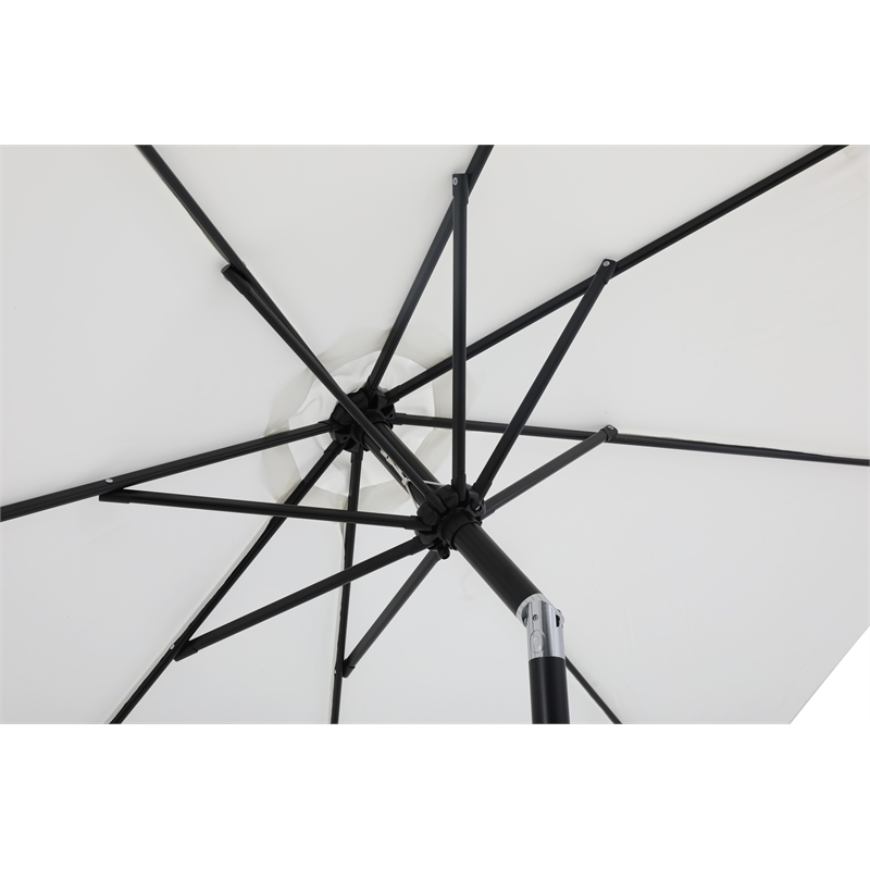 Meridian Furniture Fiji White Polyester Patio Umbrella with Base Set