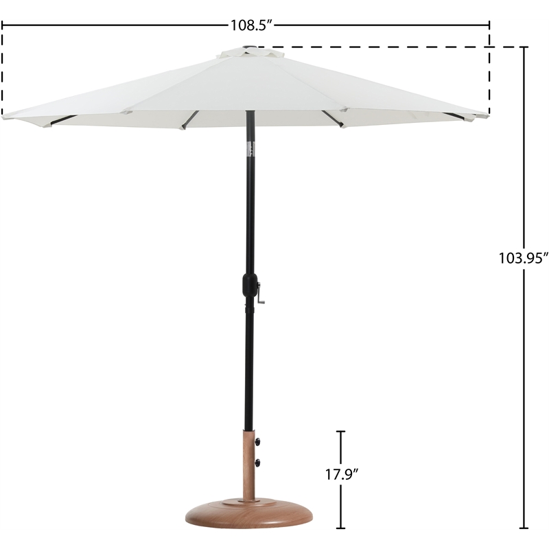 Meridian Furniture Fiji White Polyester Patio Umbrella with Base Set