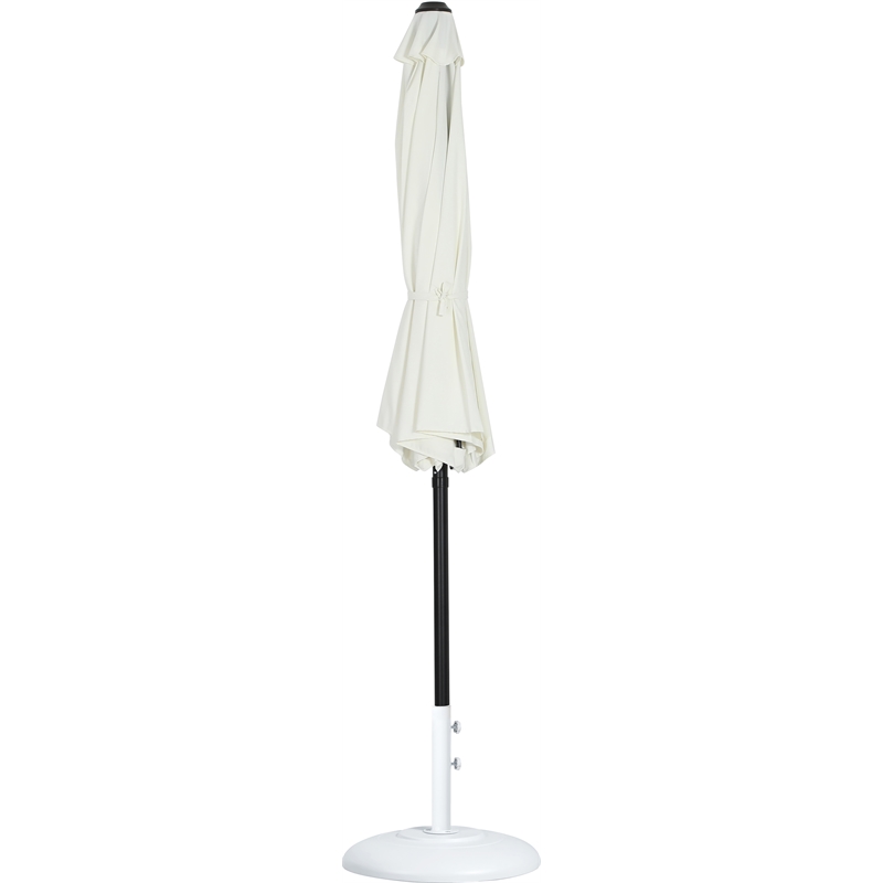 Meridian Furniture Fiji White Polyester Patio Umbrella with Base Set
