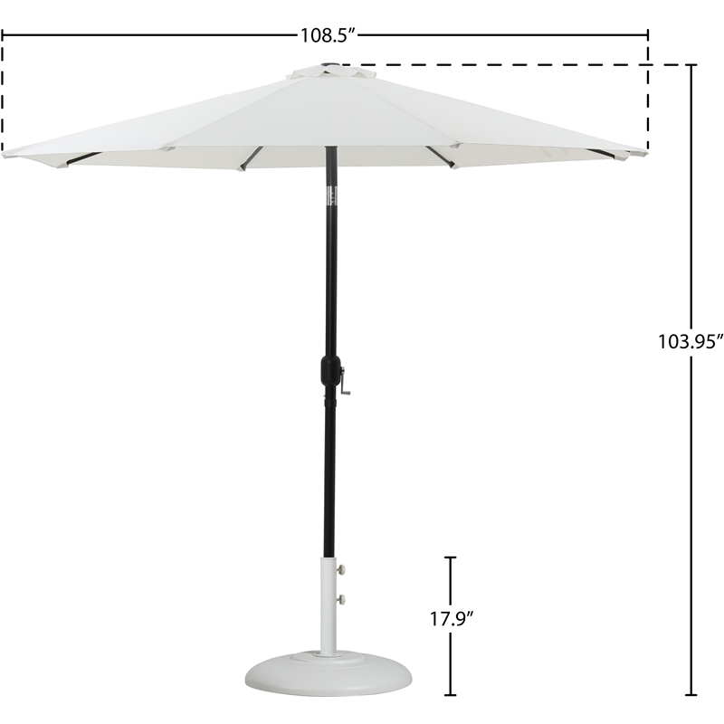 Meridian Furniture Fiji White Polyester Patio Umbrella with Base Set