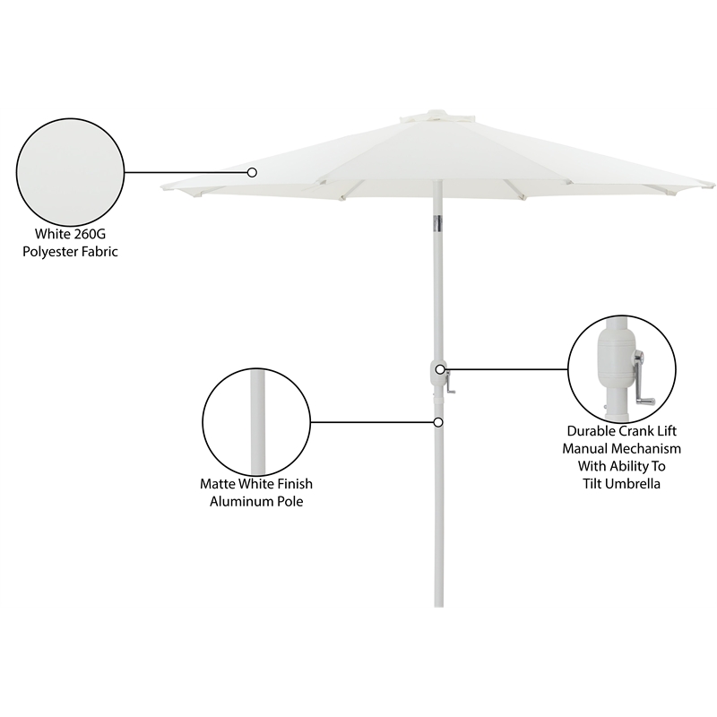 Meridian Furniture Fiji White Polyester Patio Umbrella