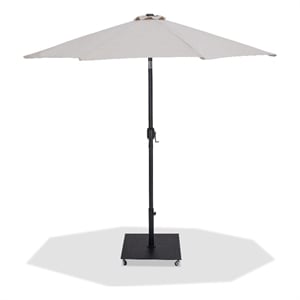 Meridian Furniture Fiji Beige Polyester Patio Umbrella with Base Set