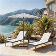 Meridian Furniture Fiji Beige Polyester Patio Umbrella with Base Set