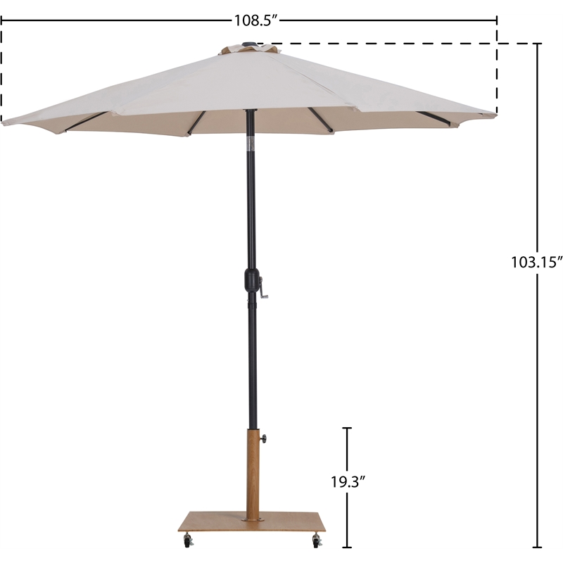 Meridian Furniture Fiji Beige Polyester Patio Umbrella with Base Set