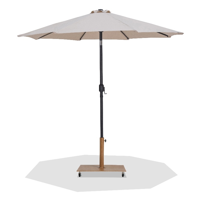 Meridian Furniture Fiji Beige Polyester Patio Umbrella with Base Set