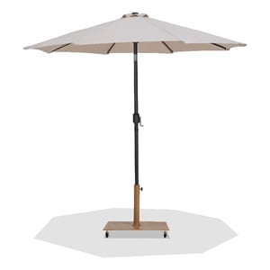 Meridian Furniture Fiji Beige Polyester Patio Umbrella with Base Set