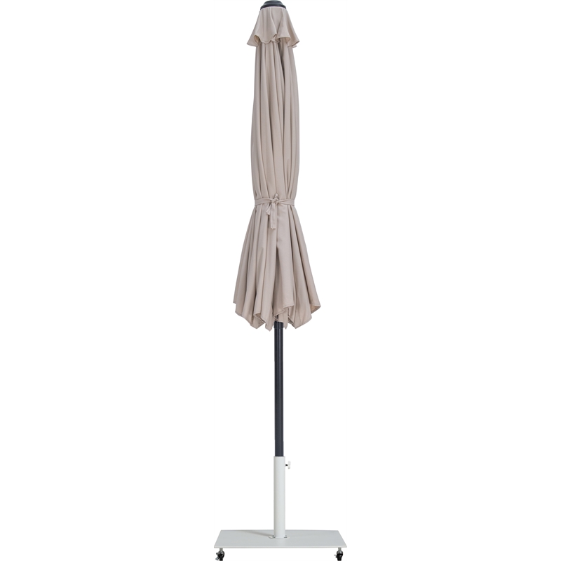 Meridian Furniture Fiji Beige Polyester Patio Umbrella with Base Set
