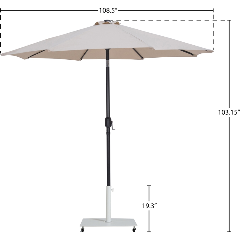 Meridian Furniture Fiji Beige Polyester Patio Umbrella with Base Set