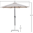Meridian Furniture Fiji Beige Polyester Patio Umbrella with Base Set