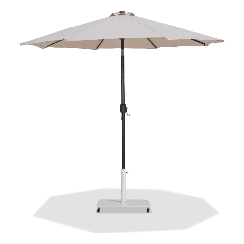 Meridian Furniture Fiji Beige Polyester Patio Umbrella with Base Set