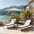 Meridian Furniture Fiji Beige Polyester Patio Umbrella with Base Set
