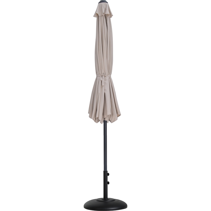 Meridian Furniture Fiji Beige Polyester Patio Umbrella with Base Set