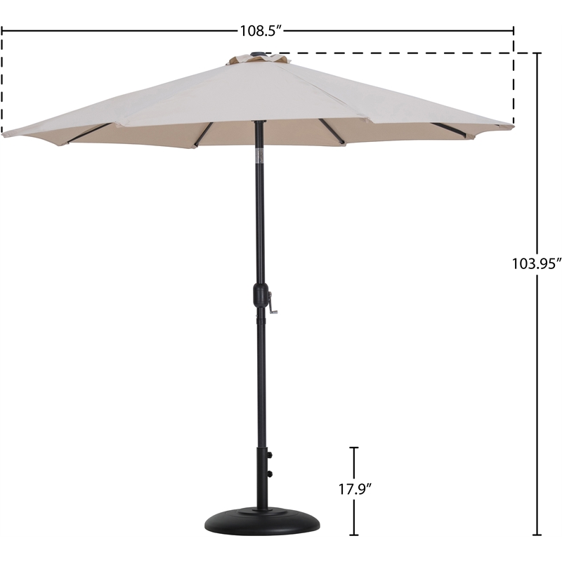 Meridian Furniture Fiji Beige Polyester Patio Umbrella with Base Set
