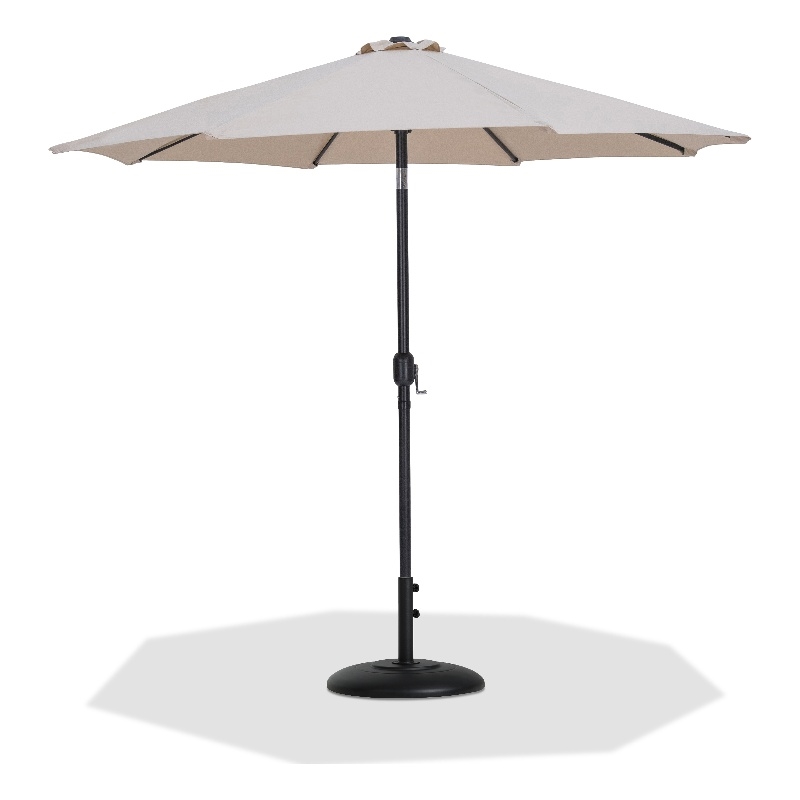 Meridian Furniture Fiji Beige Polyester Patio Umbrella with Base Set
