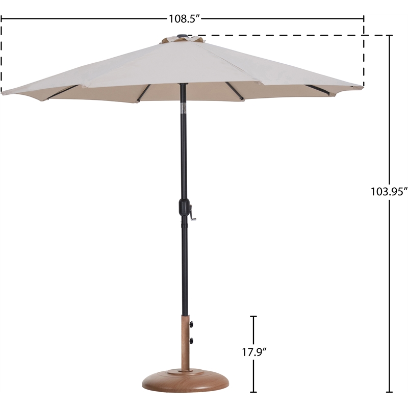 Meridian Furniture Fiji Beige Polyester Patio Umbrella with Base Set