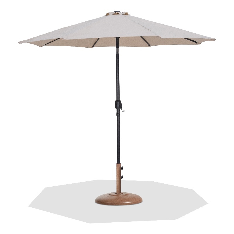 Meridian Furniture Fiji Beige Polyester Patio Umbrella with Base Set