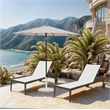 Meridian Furniture Fiji Beige Polyester Patio Umbrella with Base Set