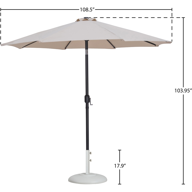 Meridian Furniture Fiji Beige Polyester Patio Umbrella with Base Set