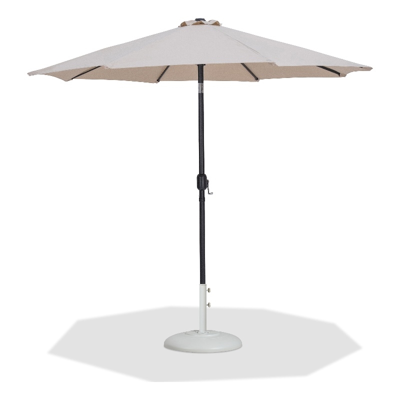 Meridian Furniture Fiji Beige Polyester Patio Umbrella with Base Set
