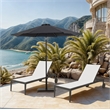 Meridian Furniture Fiji Black Polyester Patio Umbrella with Base Set