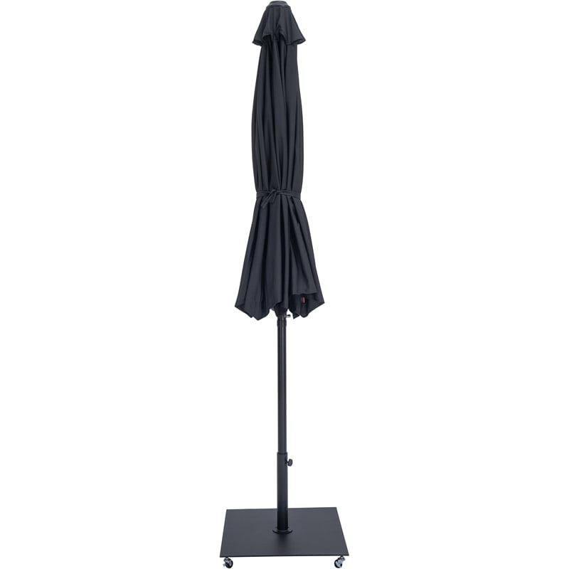 Meridian Furniture Fiji Black Polyester Patio Umbrella with Base Set