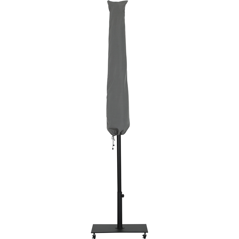 Meridian Furniture Fiji Black Polyester Patio Umbrella with Base Set
