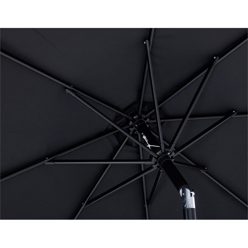 Meridian Furniture Fiji Black Polyester Patio Umbrella with Base Set